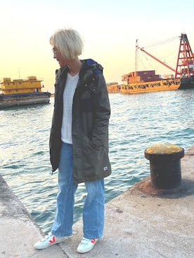 「THE NORTH FACE（ザノースフェイス）のアイテム（MA-1）」を使った、JWさん（レディース・170cm）の冬コーディネート