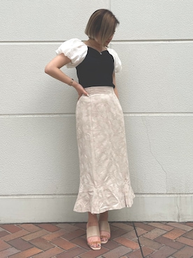 「パワショルニット」｜MIHIROさん（レディース・158cm）の夏コーディネート