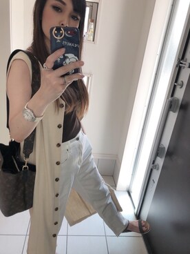 「LOWRYS FARM（ローリーズファーム）のCONEハイライズワイドデニム　800874（デニムパンツ）」を使った、kiriさん（レディース・160cm）の夏コーディネート