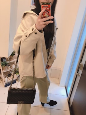 「LOWRYS FARM（ローリーズファーム）のセンタープレスカラーフレアパンツ　870189（その他パンツ）」を使った、kiriさん（レディース・160cm）の冬コーディネート