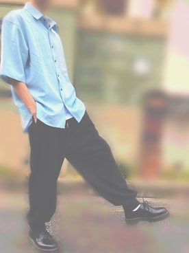 「DOOPZ（ドープス）のDOOPZ　カフスイージーパンツ（その他パンツ、ブラック系）」を使った、ユウさん（メンズ・168cm）の春コーディネート