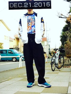 「アイテム（ジャージ）」を使った、TAKUYAさん（メンズ・179cm・20代）の冬コーディネート