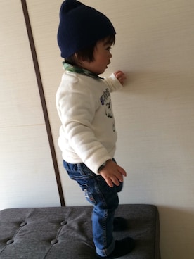「Moujonjon（ムージョンジョン）のアイテム（スウェット）」を使った、ryoさん（キッズ・80cm）の春コーディネート