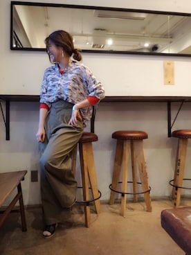 「NOMBRE IMPAIR（ノンブルアンペール）のfrock birds ワイドシャツブラウス（シャツ/ブラウス、ホワイト系）」を使った、kamata.さん（レディース・158cm）の冬コーディネート