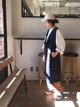 「NOMBRE IMPAIR（ノンブルアンペール）のアイテム（ベスト）」を使った、kamata.さん（レディース・157cm）の冬コーディネート