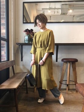 「FIL DE FER（フィルデフェール）の11,5ozデニム ボーイズデニム（デニムパンツ、ブルー系）」を使った、kamata.さん（レディース・158cm）の冬コーディネート