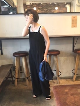 「NOMBRE IMPAIR（ノンブルアンペール）のアイテム（サロペット/オーバーオール）」を使った、kamata.さん（レディース・158cm）の春コーディネート