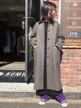 「NOMBRE IMPAIR（ノンブルアンペール）のアイテム（ステンカラーコート）」を使った、kamata.さん（レディース・158cm）の秋コーディネート