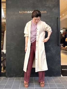 「NOMBRE IMPAIR（ノンブルアンペール）のアイテム（シャツワンピース）」を使った、kamata.さん（レディース・158cm）の春コーディネート
