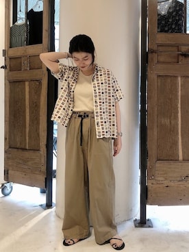 「FIL DE FER（フィルデフェール）のアイテム（タンクトップ）」を使った、kamata.さん（レディース・158cm）の夏コーディネート