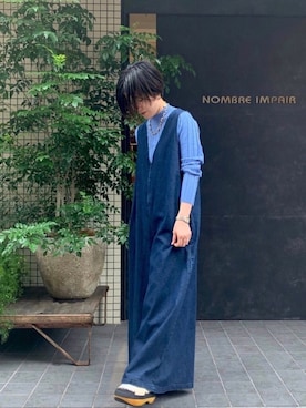 「FIL DE FER（フィルデフェール）のアイテム（オールインワン・サロペット）」を使った、kamata.さん（レディース・158cm）の秋コーディネート