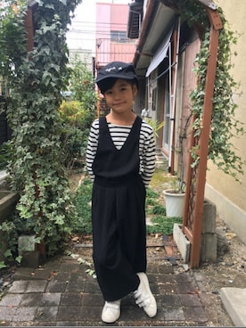 「学校」｜「アイテム（オールインワン・サロペット）」を使った、sa_yuu☺︎さん（キッズ・90cm）の冬コーディネート