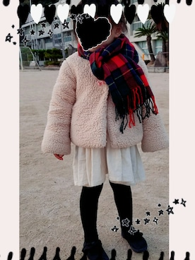 「SM2（エスエムツー）のアイテム（ノーカラージャケット）」を使った、チビウサさん（キッズ・100cm）の冬コーディネート