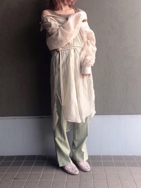 「RETRO GIRL（レトロガール）のアイテム（シャツワンピース）」を使った、こめつぶ。さん（レディース・150cm）の春コーディネート