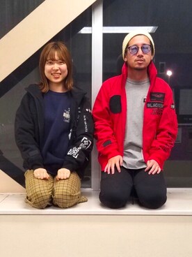 「アイテム（ミリタリージャケット、レッド系）」を使った、Kouki Niimiさん（メンズ・161cm）の春コーディネート