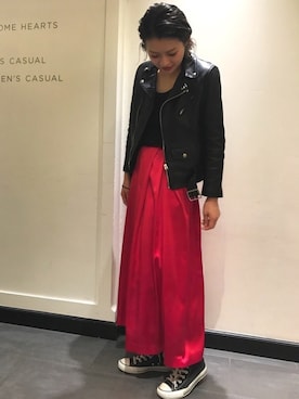 「BEAUTY&YOUTH UNITED ARROWS」｜「アイテム（ライダースジャケット）」を使った、Rinko Takeuchiさん（レディース・164cm）の冬コーディネート