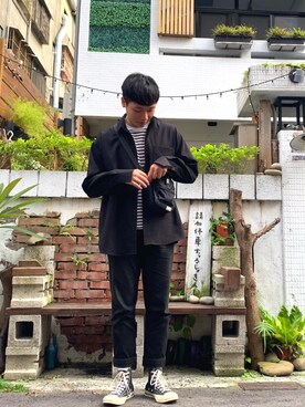 「plain-me（プレインミー）のアイテム（ショルダーバッグ）」を使った、Luiweiさん（メンズ・173cm）の夏コーディネート