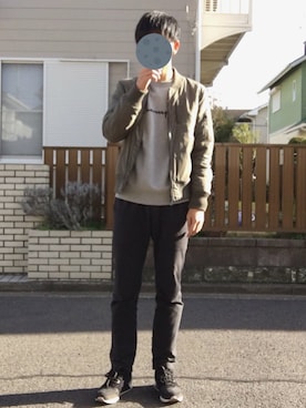 「united arrows」｜「アイテム（MA-1）」を使った、だいごろうさん（メンズ・177cm）の冬コーディネート
