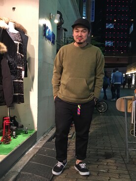 「TOPO DESIGNS（トポデザインズ）のアイテム（キャップ）」を使った、ふるちゃんさん（メンズ・171cm）の冬コーディネート