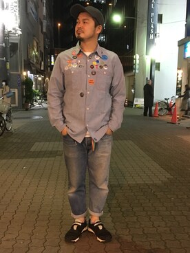 「MANASTASH（マナスタッシュ）のアイテム（シューズ）」を使った、ふるちゃんさん（メンズ・171cm）の冬コーディネート