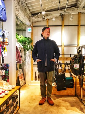 「TOPO DESIGNS（トポデザインズ）のアイテム（キャップ）」を使った、ふるちゃんさん（メンズ・171cm）の冬コーディネート