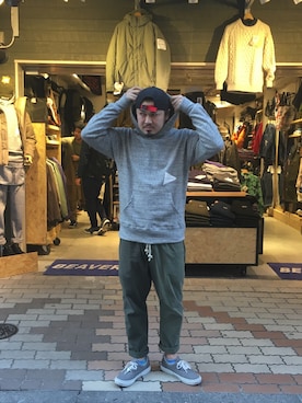 「and wander（アンドワンダー）のアイテム（パーカー）」を使った、ふるちゃんさん（メンズ・171cm）の冬コーディネート