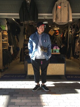 「TOPO DESIGNS（トポデザインズ）のアイテム（キャップ）」を使った、ふるちゃんさん（メンズ・171cm）の春コーディネート