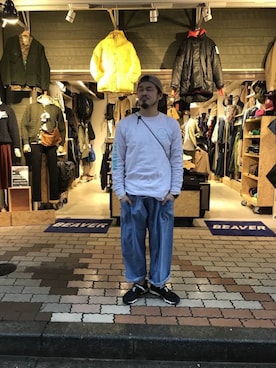「MANASTASH（マナスタッシュ）のアイテム（シューズ）」を使った、ふるちゃんさん（メンズ・171cm）の春コーディネート