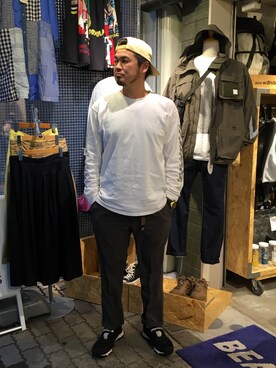 「MANASTASH（マナスタッシュ）のアイテム（シューズ）」を使った、ふるちゃんさん（メンズ・171cm）の春コーディネート