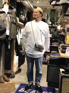 「MANASTASH（マナスタッシュ）のアイテム（シューズ）」を使った、ふるちゃんさん（メンズ・171cm）の春コーディネート