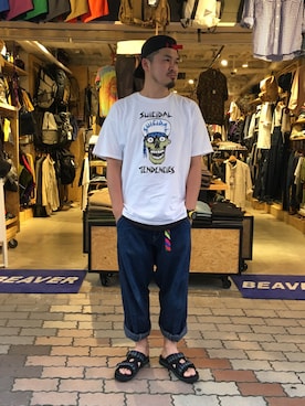 「TOPO DESIGNS（トポデザインズ）のアイテム（キャップ）」を使った、ふるちゃんさん（メンズ・171cm）の夏コーディネート