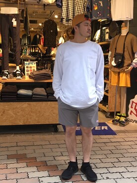 「TOPO DESIGNS（トポデザインズ）のアイテム（パンツ）」を使った、ふるちゃんさん（メンズ・171cm）の夏コーディネート
