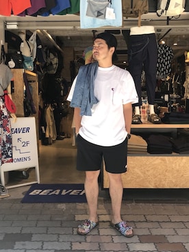 「TOPO DESIGNS（トポデザインズ）のアイテム（パンツ）」を使った、ふるちゃんさん（メンズ・171cm）の夏コーディネート