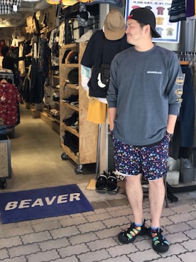 「TOPO DESIGNS（トポデザインズ）のアイテム（キャップ）」を使った、ふるちゃんさん（メンズ・171cm）の夏コーディネート