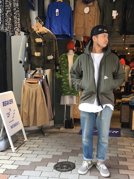 「and wander（アンドワンダー）のアイテム（ブルゾン）」を使った、ふるちゃんさん（メンズ・171cm）の秋コーディネート