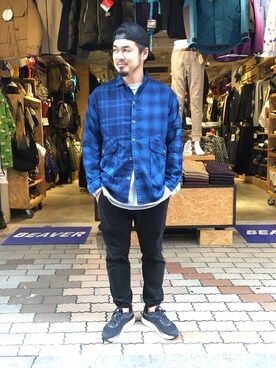 「MANASTASH（マナスタッシュ）のアイテム（キャップ）」を使った、ふるちゃんさん（メンズ・171cm）の秋コーディネート