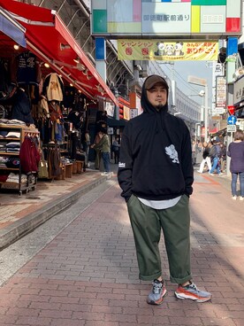 「MANASTASH（マナスタッシュ）のアイテム（キャップ）」を使った、ふるちゃんさん（メンズ・171cm）の秋コーディネート
