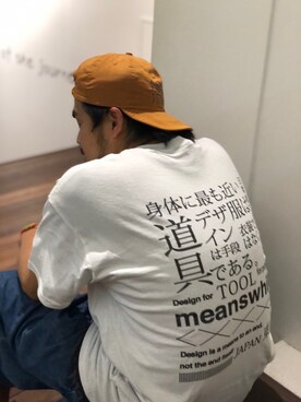 「meanswhile（ミーンズワイル）のアイテム（トップス）」を使った、ふるちゃんさん（メンズ・171cm）の夏コーディネート