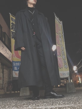 「Yohji Yamamoto（ヨウジヤマモト）のアイテム（チェスターコート）」を使った、ひらめさん（メンズ・170cm）の秋コーディネート