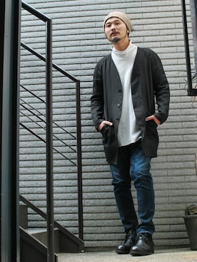 「OURET（オーレット）のアイテム（ノーカラージャケット）」を使った、OURETさん（メンズ・175cm）の春コーディネート