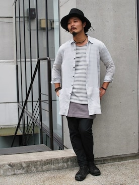「OURET（オーレット）のアイテム（チノパンツ）」を使った、OURETさん（メンズ・175cm）の夏コーディネート