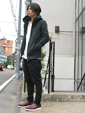 「OURET（オーレット）のアイテム（ブーツ）」を使った、OURETさん（メンズ・175cm）の秋コーディネート
