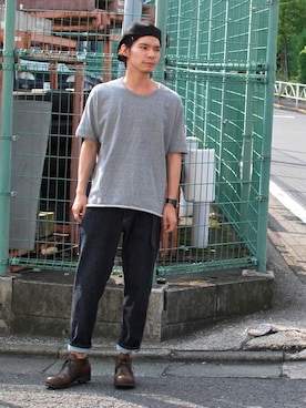 「OURET（オーレット）のアイテム（ブーツ）」を使った、OURETさん（メンズ・175cm）の秋コーディネート