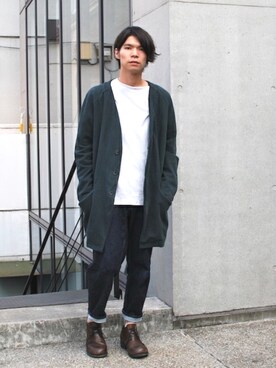 「OURET（オーレット）のアイテム（ノーカラージャケット）」を使った、OURETさん（メンズ・175cm）の秋コーディネート