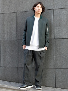 「OURET（オーレット）のアイテム（MA-1）」を使った、OURETさん（メンズ・171cm）の冬コーディネート
