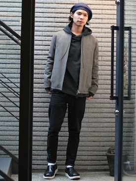 「OURET（オーレット）のアイテム（MA-1）」を使った、OURETさん（メンズ・171cm）の冬コーディネート