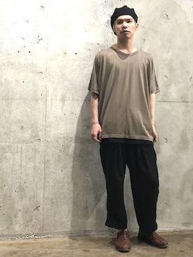 「ドルマンスリーブ」｜「アイテム（スリッポン）」を使った、OURETさん（メンズ・171cm）の夏コーディネート