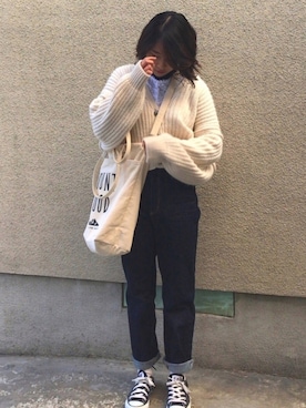 「ハイウエストストレートジーンズ」｜niko☺︎さん（レディース・153cm）の冬コーディネート