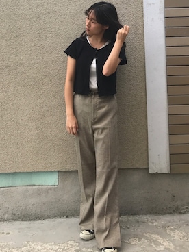 「チドリ柄」｜「アイテム（スラックス）」を使った、niko☺︎さん（レディース・153cm）の秋コーディネート
