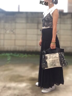 「CONVERSE（コンバース）のconverse（コンバース） ALL STAR OX（オールスターOX）（スニーカー）」を使った、moco♡さん（レディース・159cm）の夏コーディネート